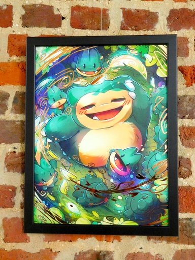 Snorlax and Munchlax party - Rose Gold Foil Print - Numbered and Limited edition   