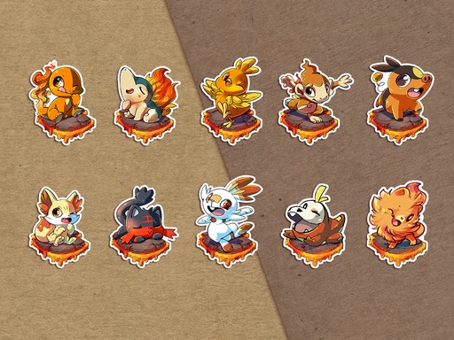 Fire Starter pokemon - Sticker set
