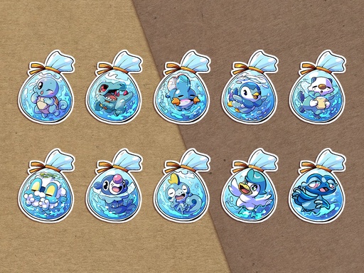 Water Starter pokemon - Sticker set