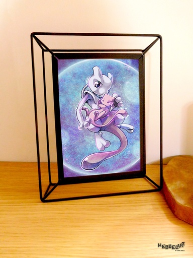 A5 Print Mewtwo and Mew - Pokemon Fanart - Small Poster