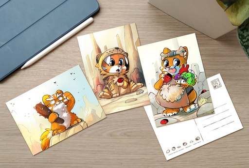 Postcard set - Prehistoric Cosplay Kitty - Limited Edition